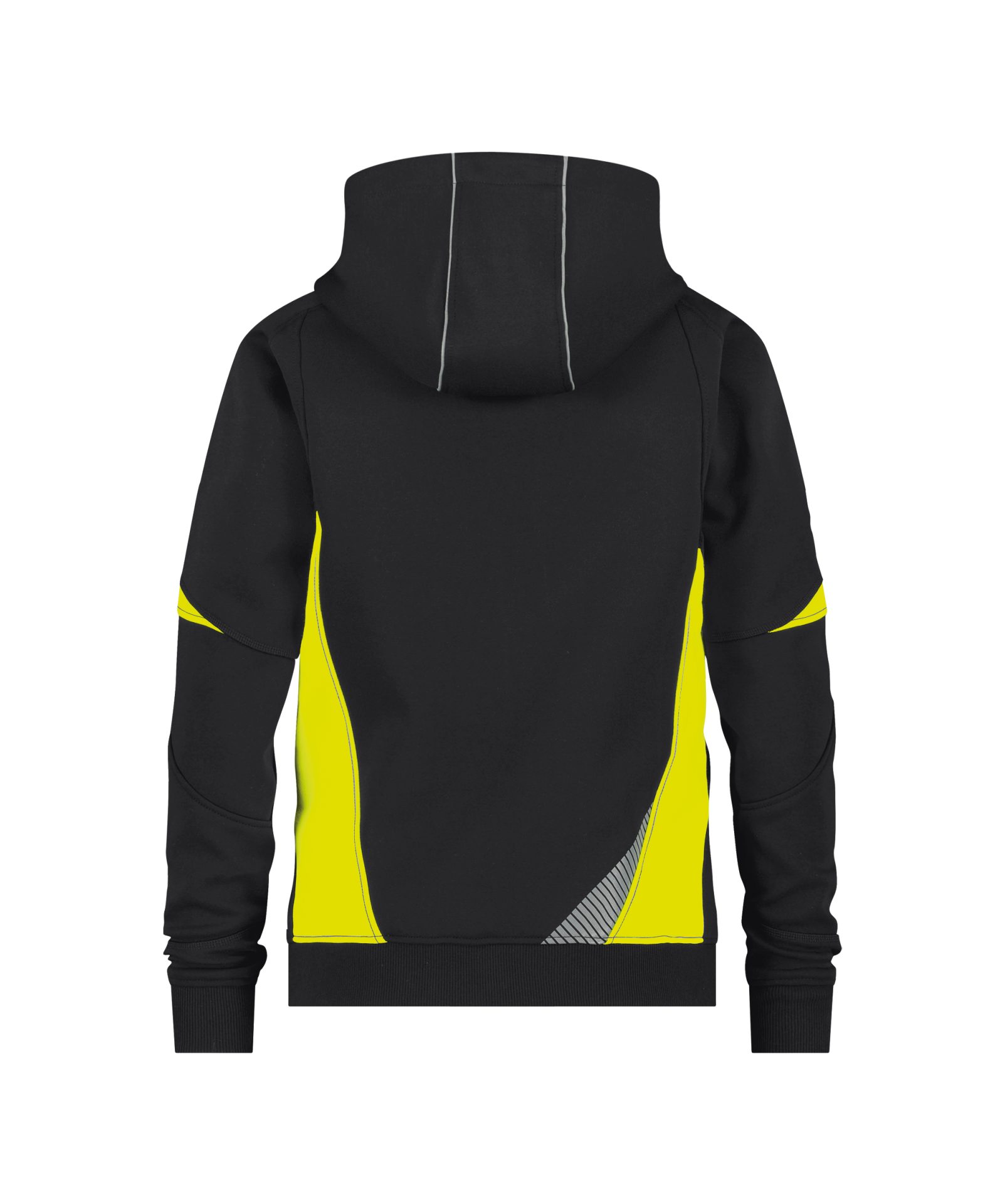 Dassy Santos fekete-fluo sárga női kapucnis munkapulóver - Image 2