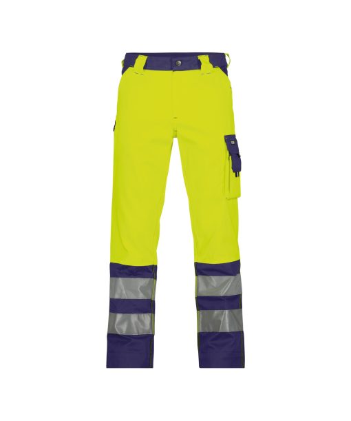Dassy Lancaster fluo sárga-sötétkék jól láthatósági derekas munkanadrág vastag anyag