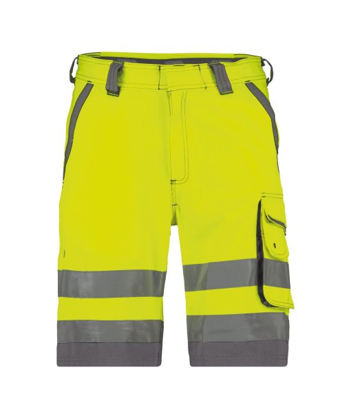 Dassy Lucca fluo sárga-szürke jól láthatósági munka rövidnadrág