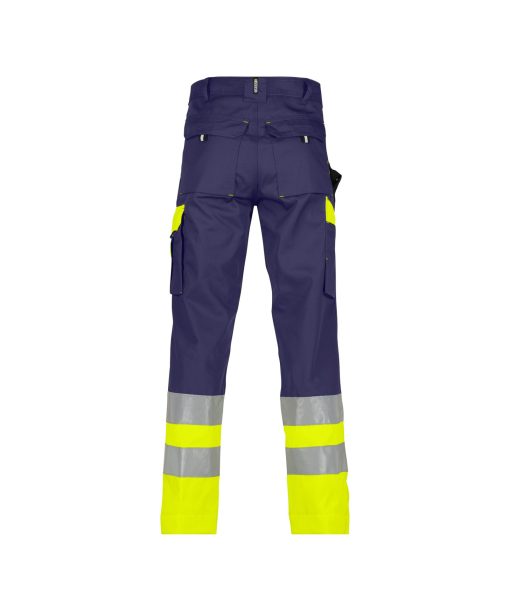 Dassy Omaha sötétkék-fluo sárga jól láthatósági derekas munkanadrág vastag anyagból - Image 2