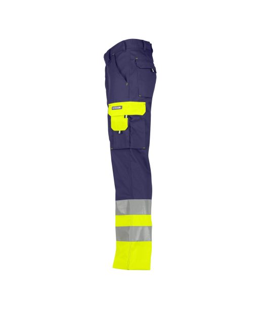 Dassy Omaha sötétkék-fluo sárga jól láthatósági derekas munkanadrág vastag anyagból - Image 3