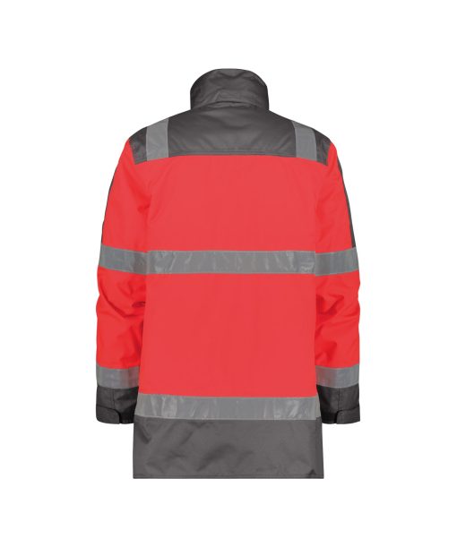 Dassy Limasol fluo piros-szürke jól láthatósági hosszú kabát - Image 2