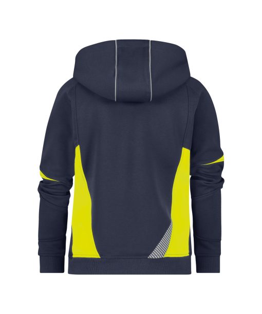 Dassy Santos sötétkék-fluo sárga női kapucnis munkapulóver - Image 2