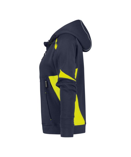 Dassy Santos sötétkék-fluo sárga női kapucnis munkapulóver - Image 3